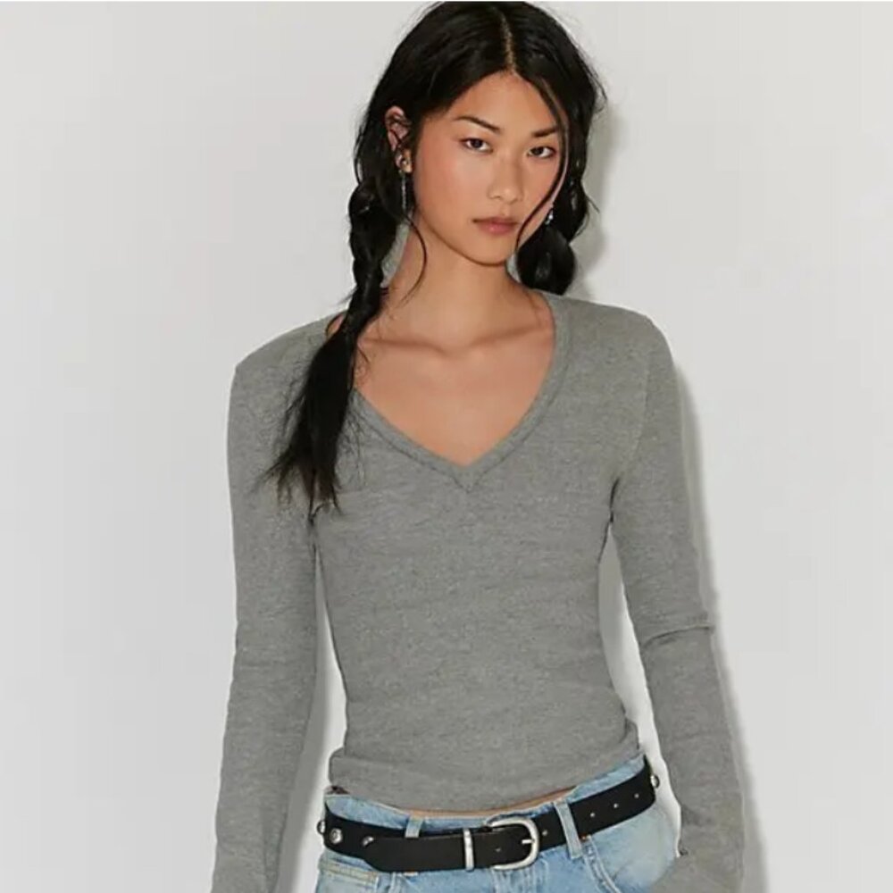 Free People NWT - Woman's Top - Grey XS Long Sleeve NERIA